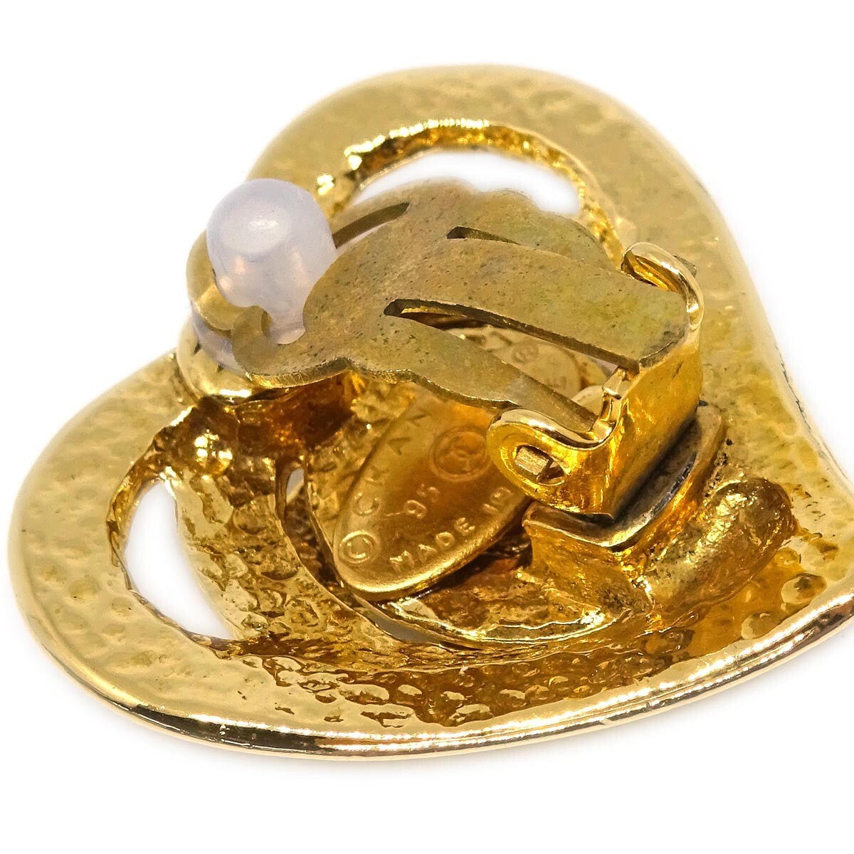 Chanel Cc Heart Pendant Metal Gold Gold_Plated Earrings Jewelry (Pre-Owned)