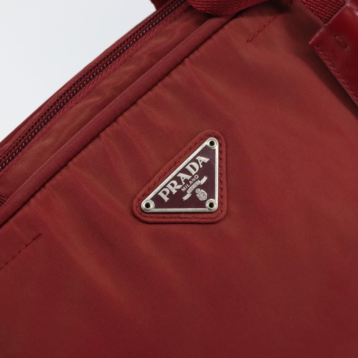 Prada Zip Around Tote Tessuto Red Nylon Shoulder Bag Bag (Pre-Owned)