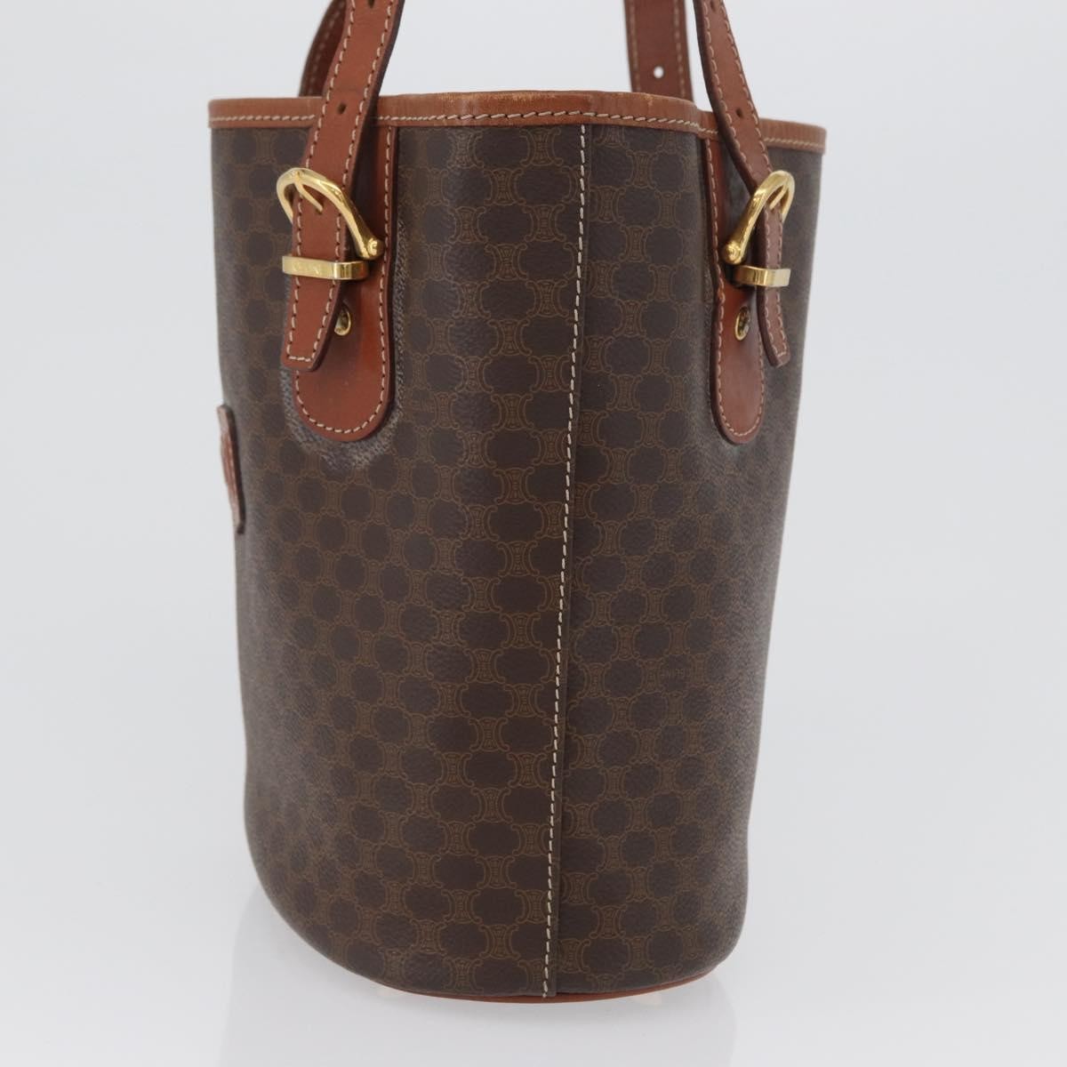 Celine Vintage Macadam Canvas And Leather Brown Canvas Tote Bag Bag (Pre-Owned)