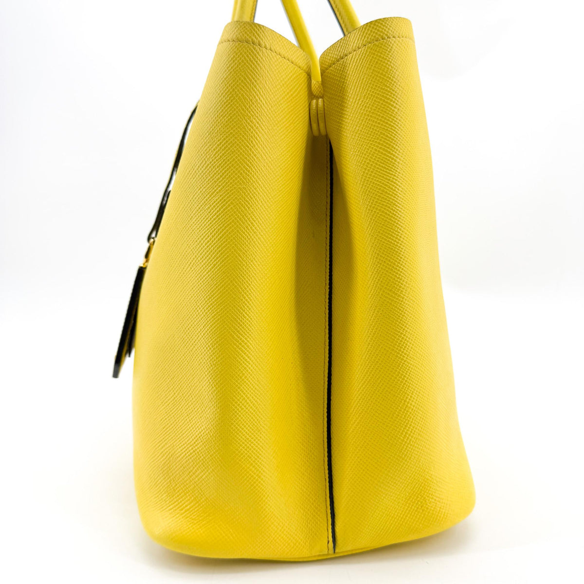 Prada Cuir Double Saffiano Leather Yellow Leather Tote Bag Bag (Pre-Owned)