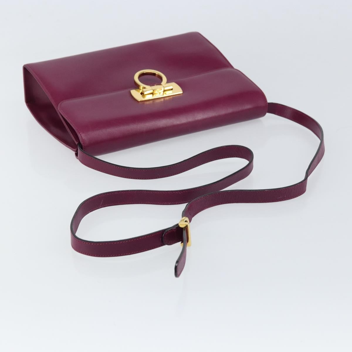 Salvatore Ferragamo Gancini Leather Purple Leather Shoulder Bag Bag (Pre-Owned)