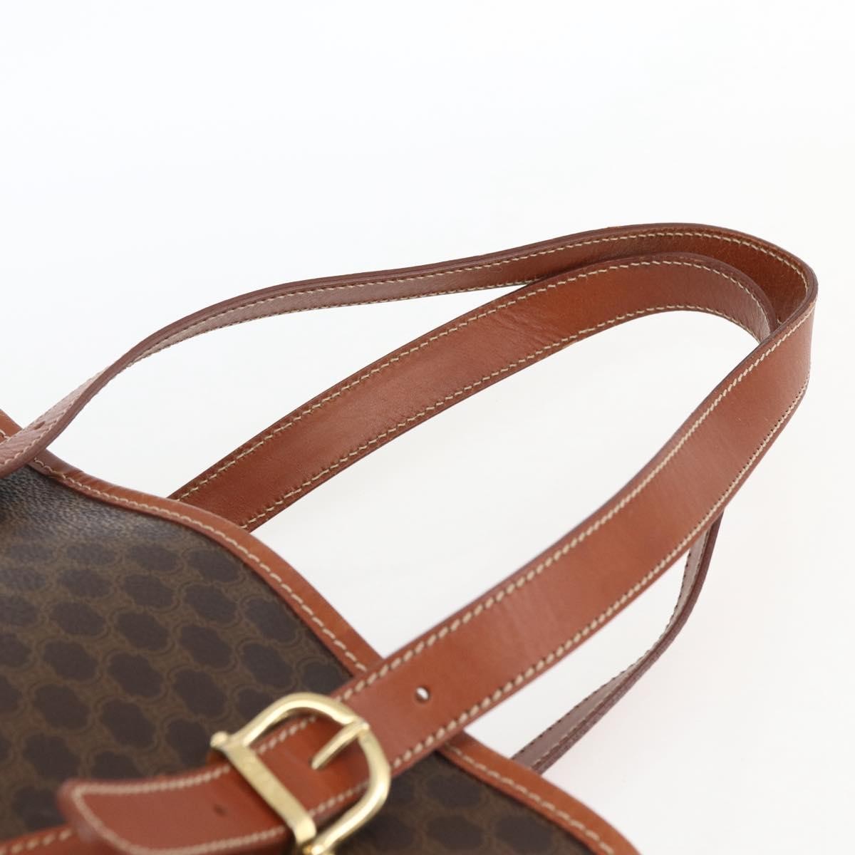 Celine Vintage Macadam Canvas And Leather Brown Canvas Handbag (Pre-Owned)