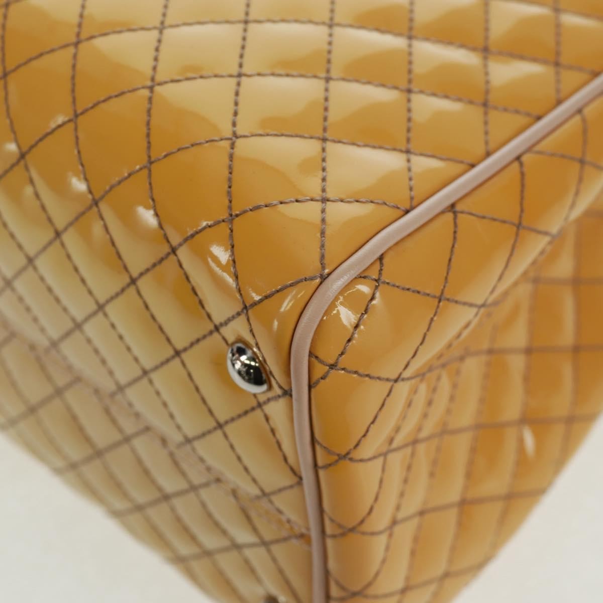 Salvatore Ferragamo Vala Patent Leather Yellow Patent_Leather Handbag (Pre-Owned)