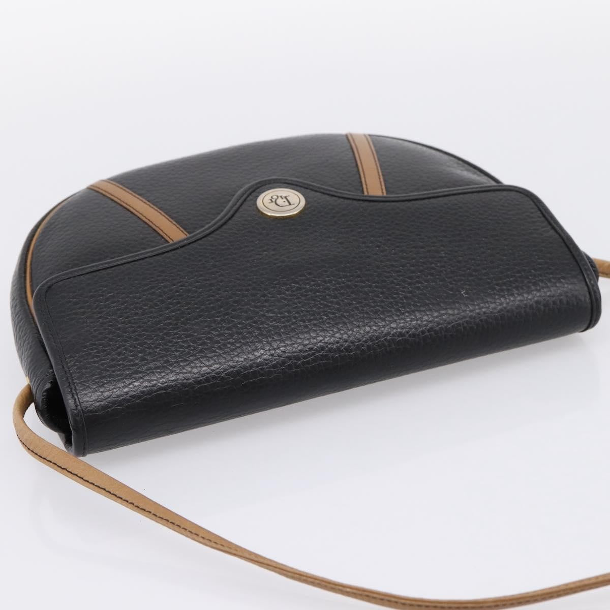 Christian Dior Vintage Flap Canvas Black Leather Shoulder Bag Bag (Pre-Owned)