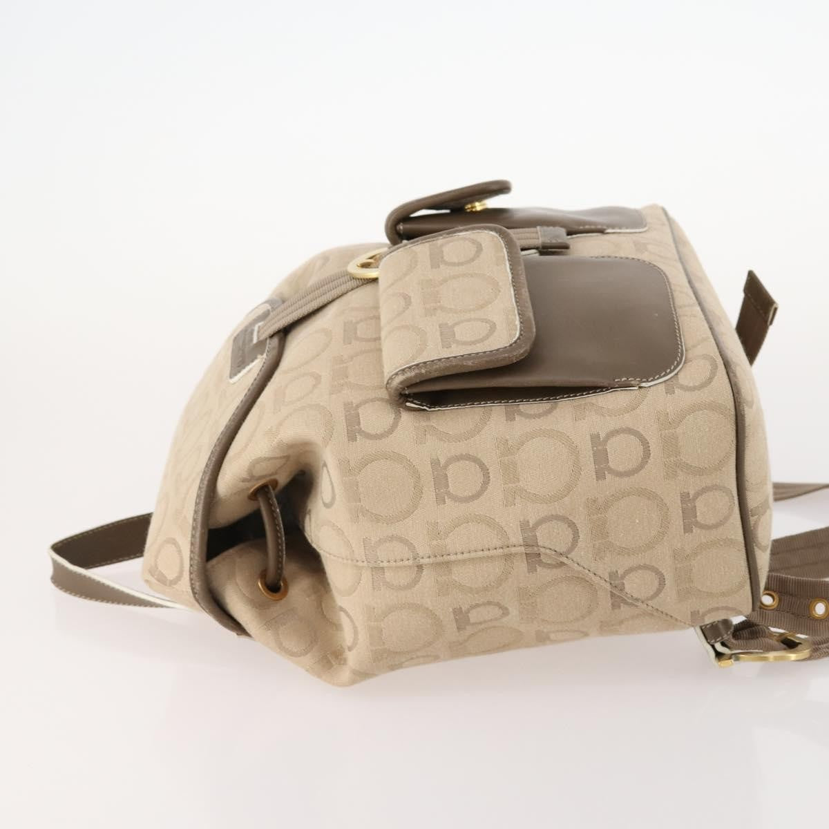 Salvatore Ferragamo Gancini Canvas Beige Canvas Backpack Bag (Pre-Owned)