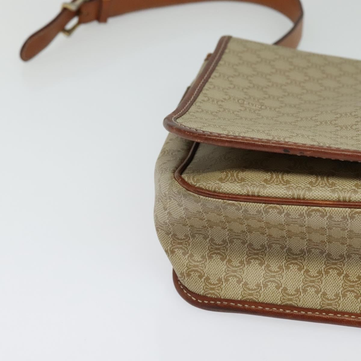 Celine Vintage Macadam Canvas And Leather Beige Canvas Shoulder Bag Bag (Pre-Owned)