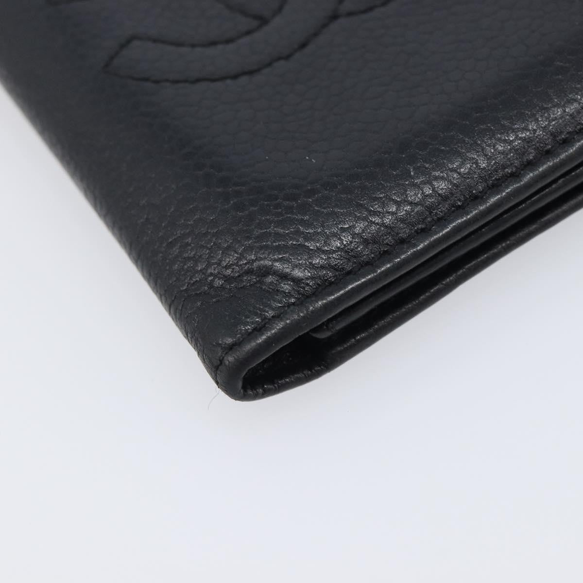 Chanel Timeless Bifold Card Case Caviar Black Leather Card Holders Accessory (Pre-Owned)