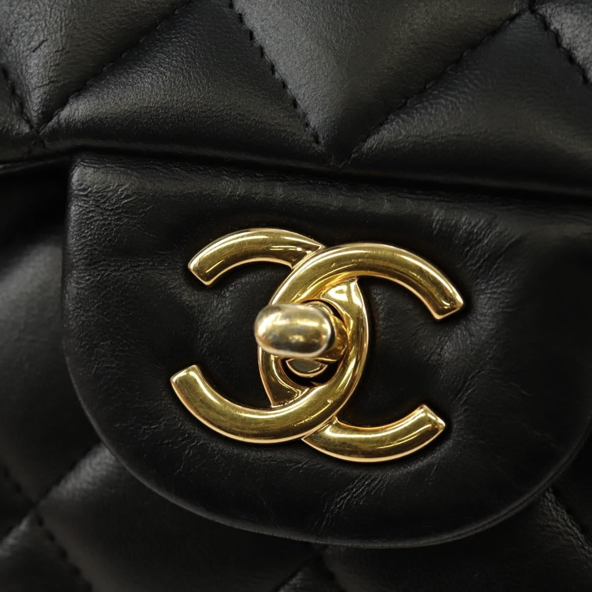 Chanel Timeless - Classic Double Flap Leather Black Leather Handbag (Pre-Owned)