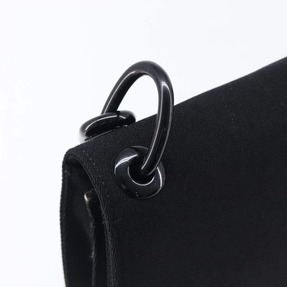 Prada Plastic Chain Flap Bag Canvas Black Cotton Shoulder Bag Bag (Pre-Owned)