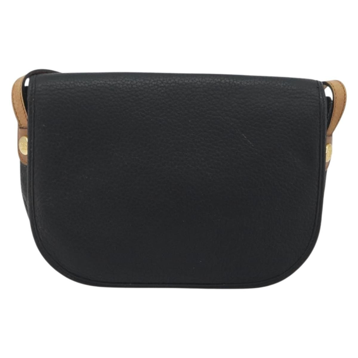 Christian Dior Vintage Cd Flap Leather Black Leather Shoulder Bag Bag (Pre-Owned)