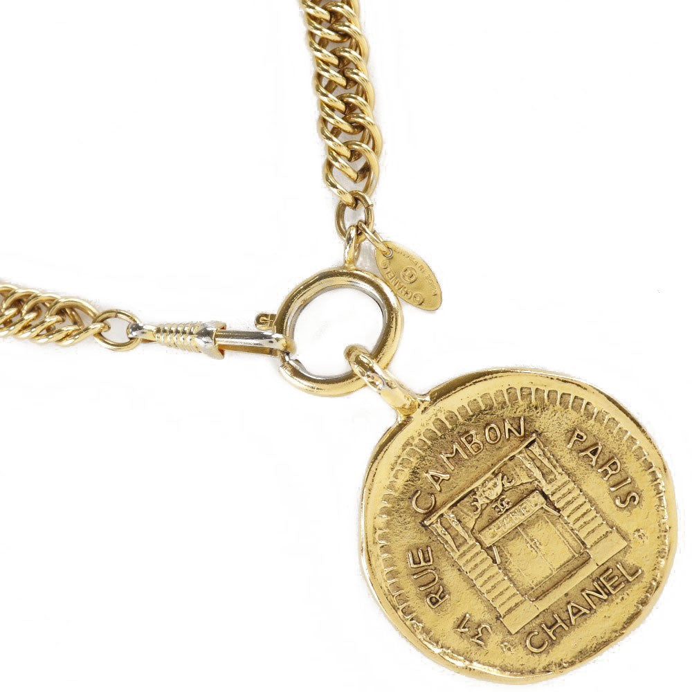 Chanel Vintage 31 Rue Cambon Medallion Pendant Metal Gold Gold_Plated Necklace Jewelry (Pre-Owned)