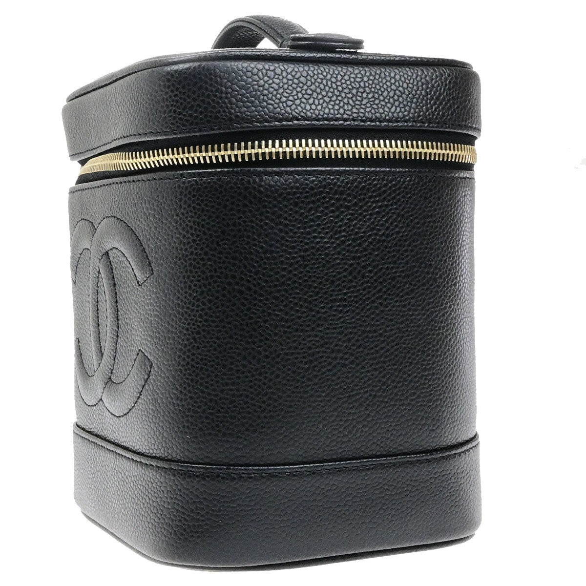 Chanel Vintage Timeless Cosmetic Case Caviar Black Calfskin Handbag (Pre-Owned)