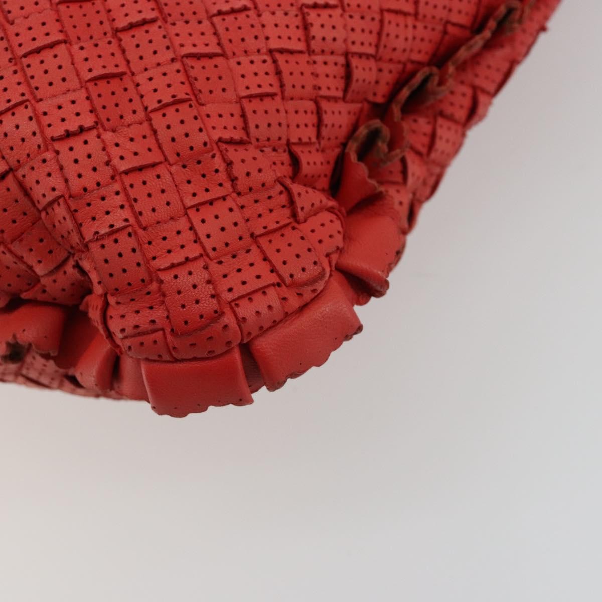 Bottega Veneta Intrecciato Shoulder Leather Red Leather Shoulder Bag Bag (Pre-Owned)
