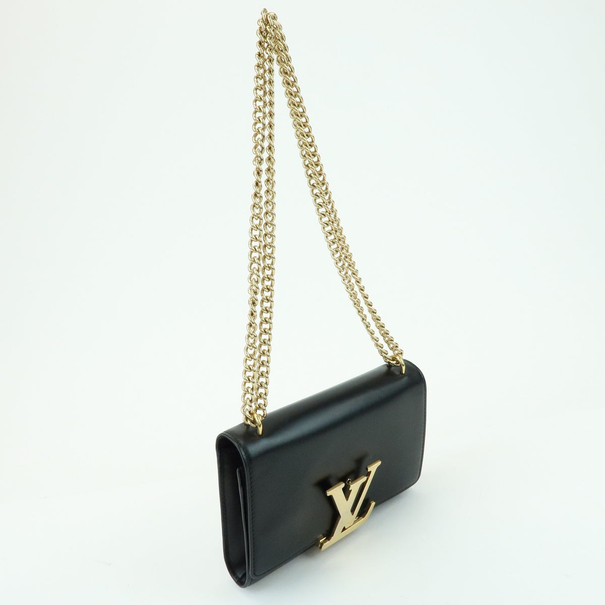 Louis Vuitton Chain Louise Clutch Leather Black Leather Clutche & Pouche Bag (Pre-Owned)