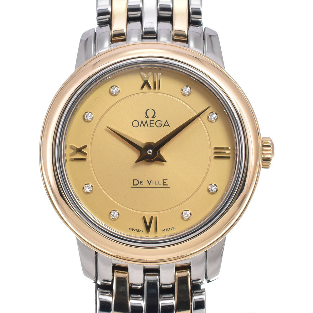 Omega De Ville Prestige Quartz Stainless Steel And Rose Gold With Diamond Markers Watch (Pre-Owned)