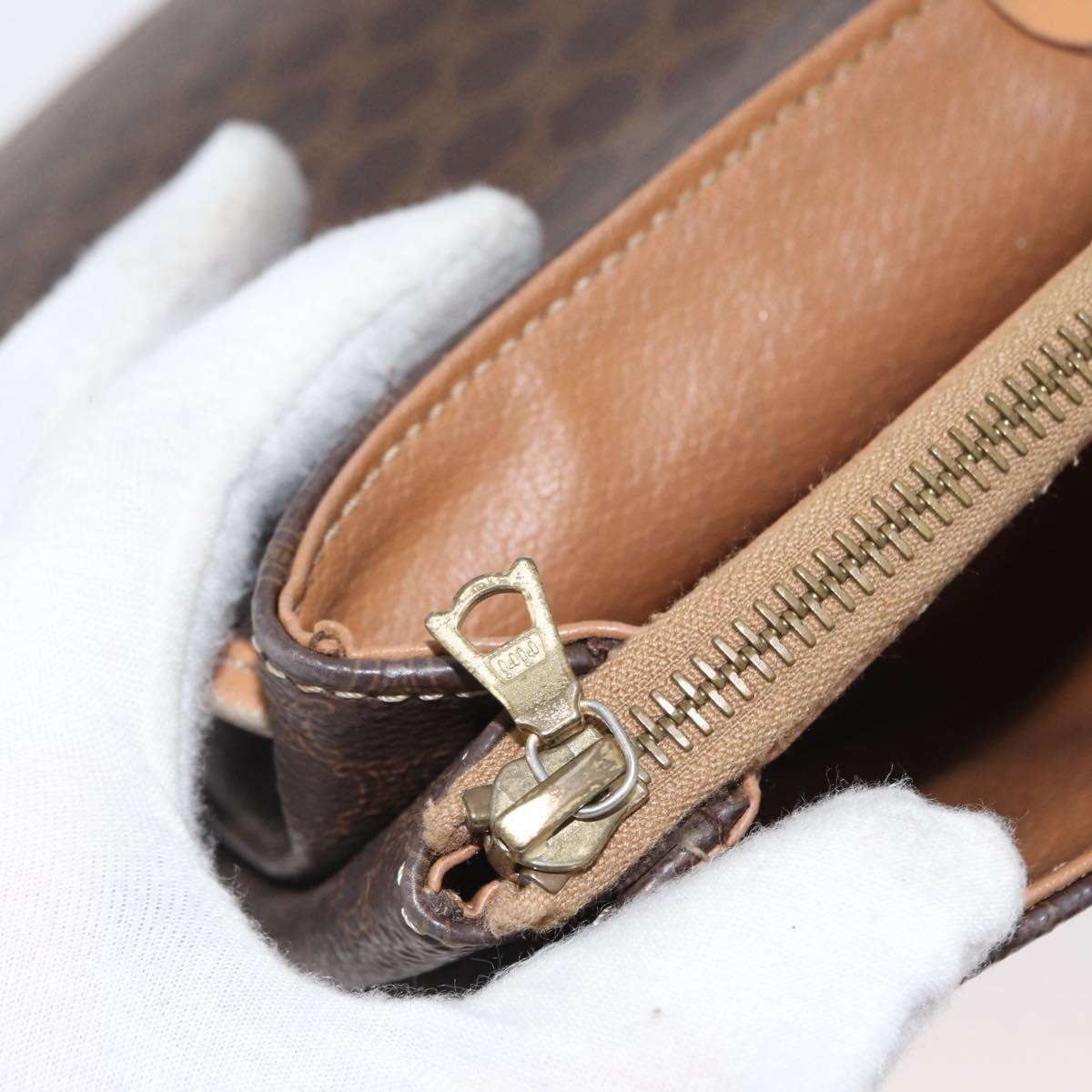 Celine Vintage Macadam Canvas And Leather Brown Canvas Shoulder Bag Bag (Pre-Owned)