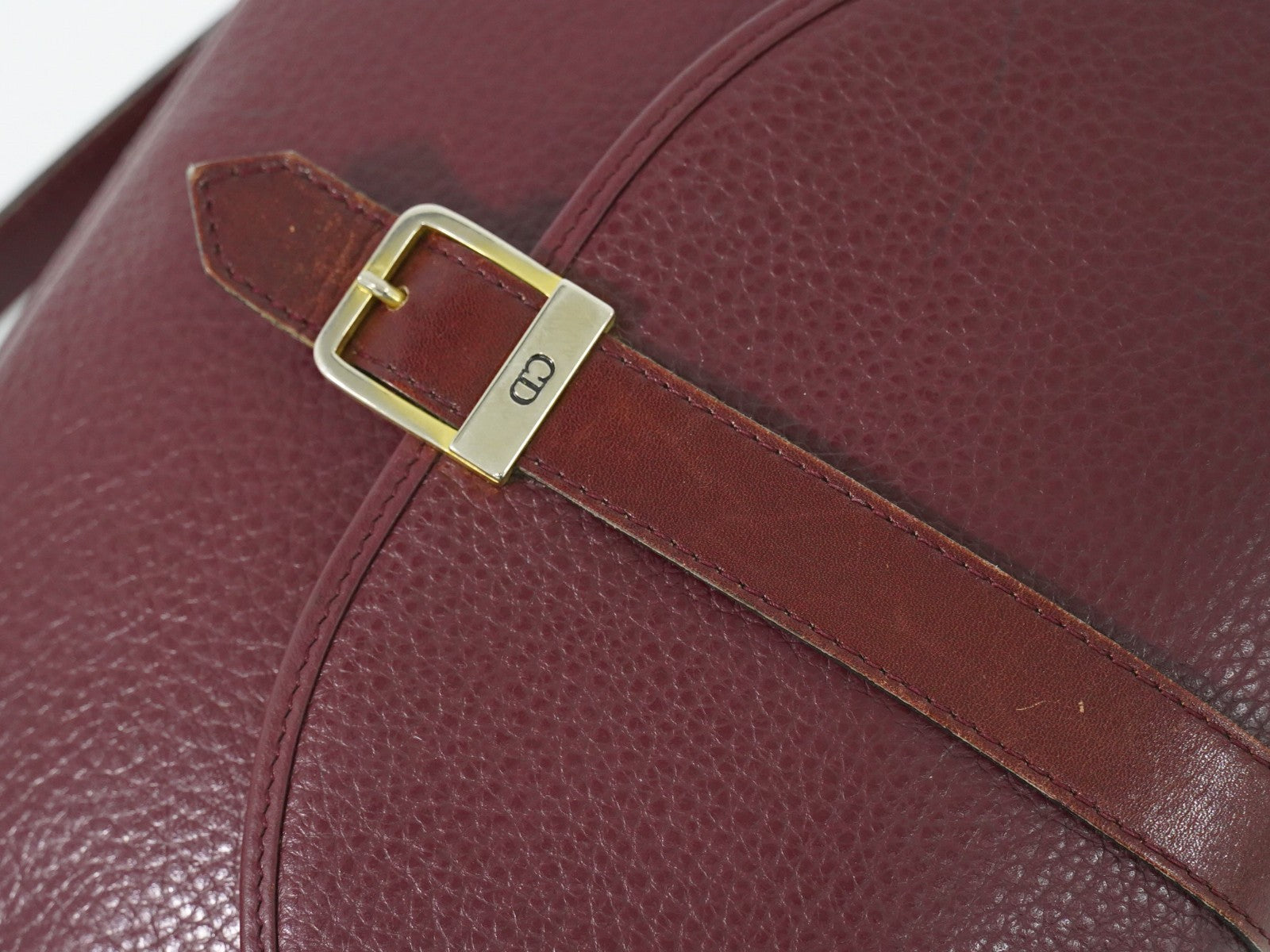 Christian Dior Vintage Cd Flap Leather Burgundy Leather Shoulder Bag Bag (Pre-Owned)