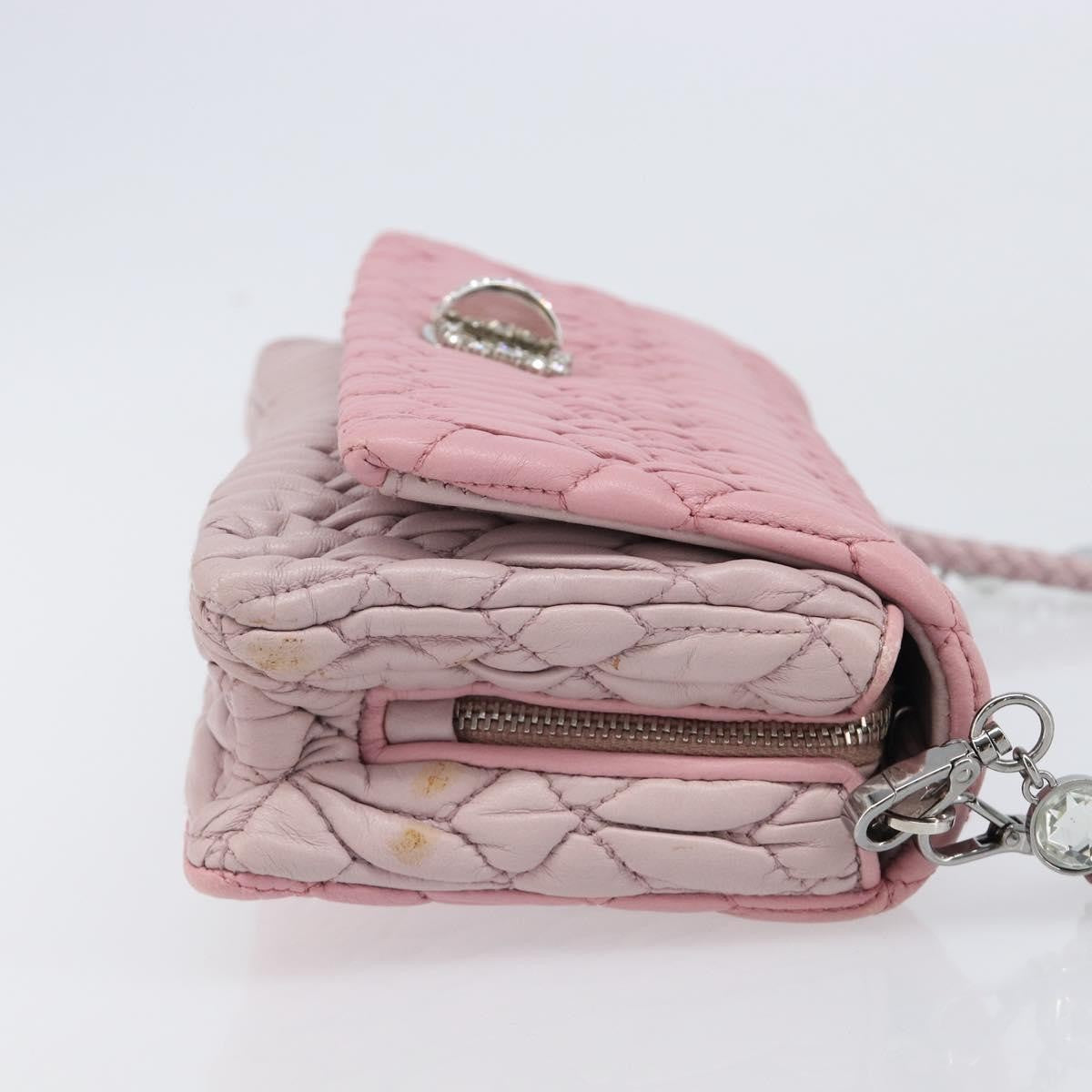 Miu Miu Crystal 2Way Matelasse Leather Pink Leather Clutche & Pouche Bag (Pre-Owned)