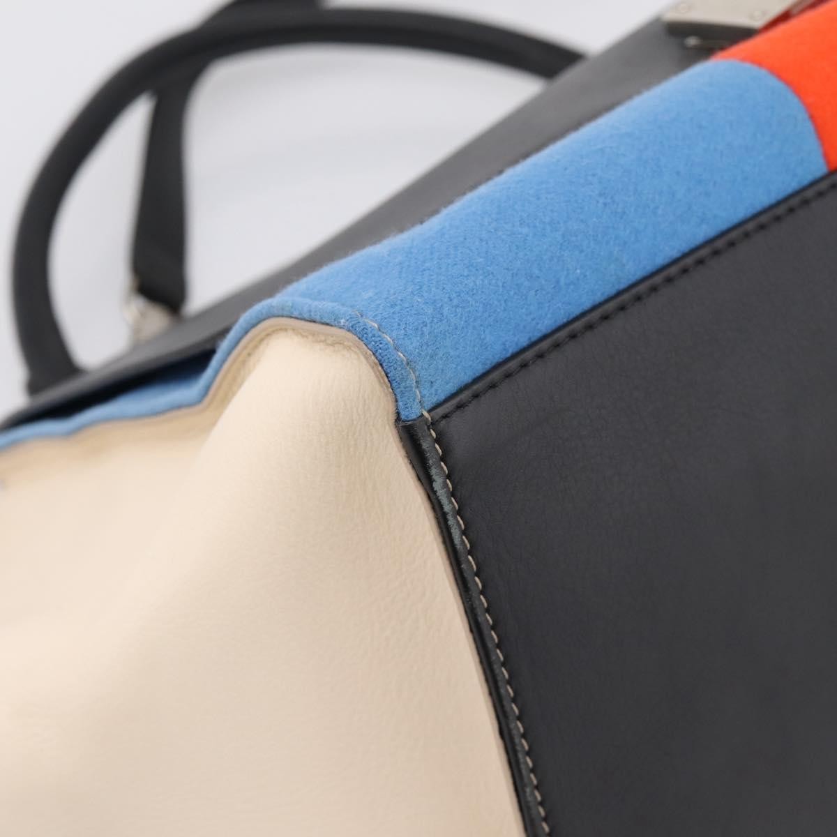 Celine Tricolor Trapeze Leather Beige Wool Handbag (Pre-Owned)