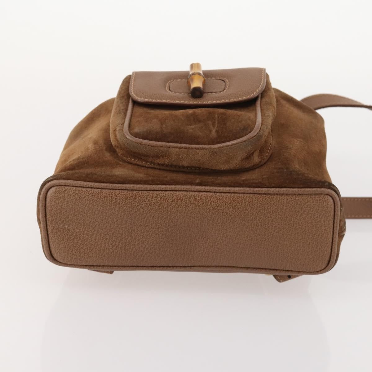 Gucci Gucci Bamboo Daim Brown Suede Backpack Bag (Pre-Owned)
