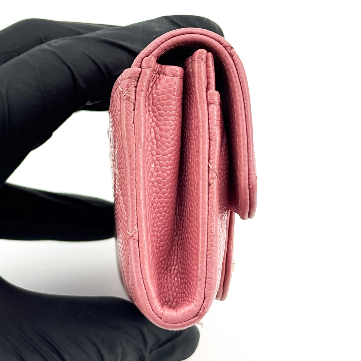 Chanel Classic Flap Card Case Quilted Caviar Pink Leather Card Holders Accessory (Pre-Owned)