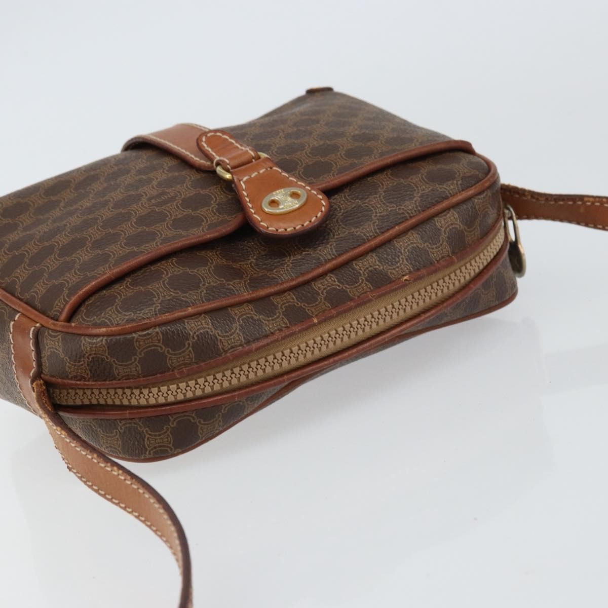 Celine Vintage Macadam Canvas And Leather Brown Canvas Shoulder Bag Bag (Pre-Owned)