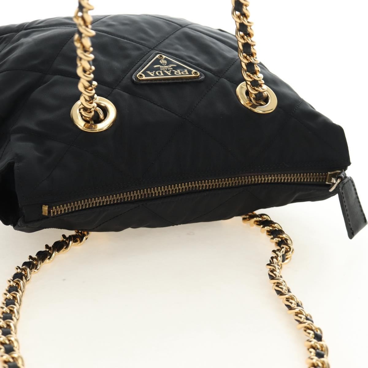 Prada Re-Edition 1995 Chain Tote Quilted Re-Nylon Black Nylon Shoulder Bag Bag (Pre-Owned)