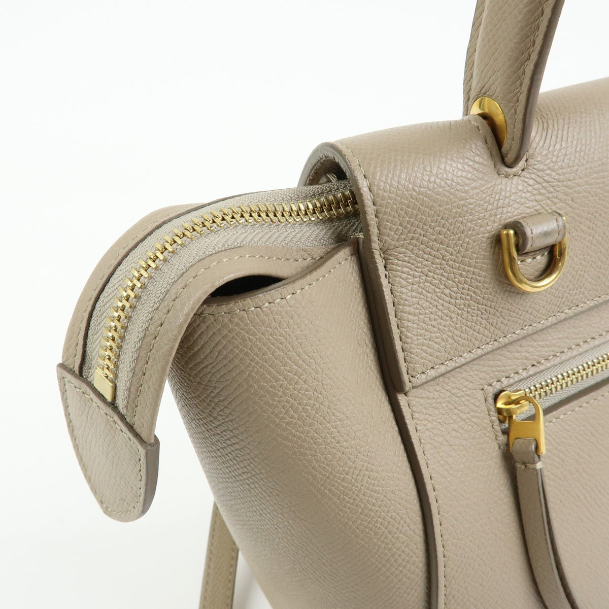 Celine Belt Textured Leather Beige Leather Handbag (Pre-Owned)
