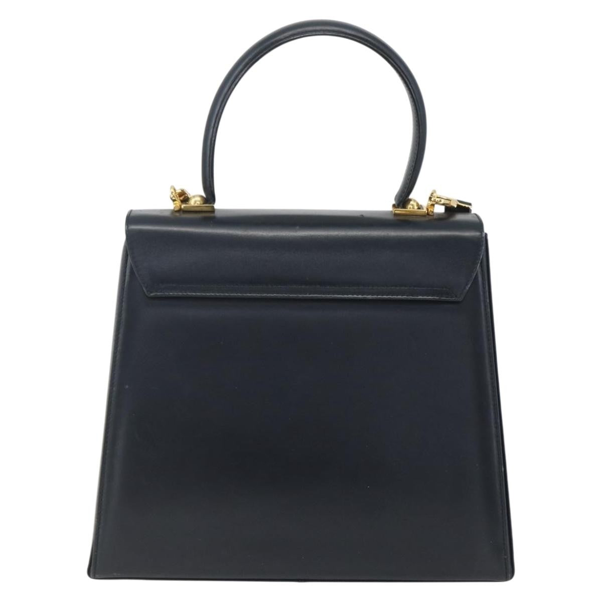 Salvatore Ferragamo Gancini Convertible Top Handle Leather Navy Leather Handbag (Pre-Owned)