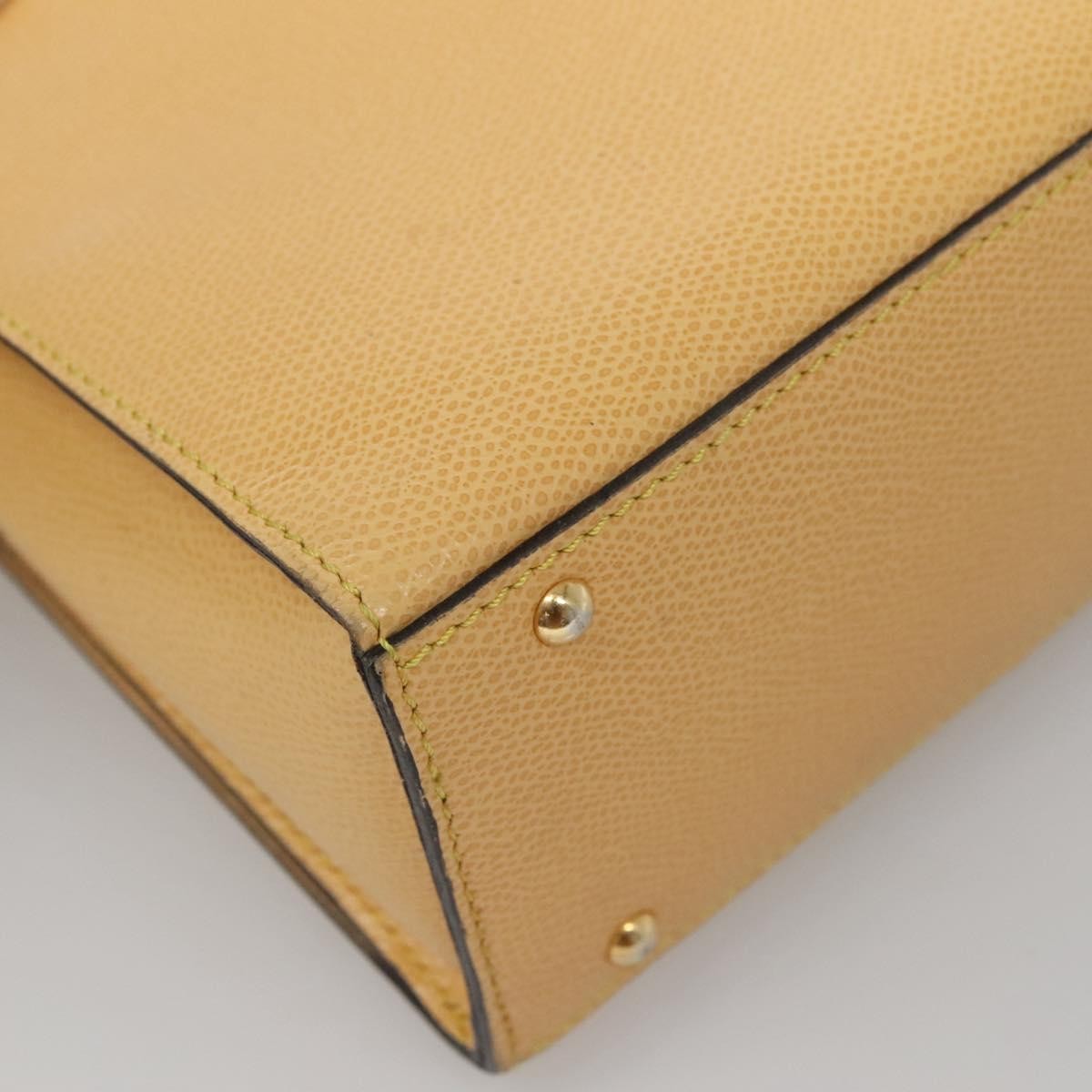 Celine Vintage Turnlock Leather Yellow Leather Handbag (Pre-Owned)
