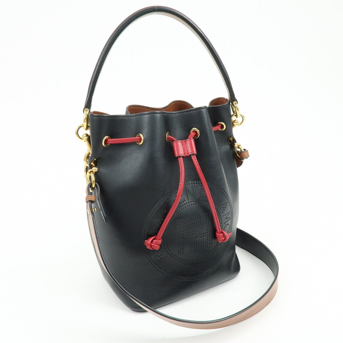 Fendi Mon Tresor Bucket Perforated Leather Black Leather Handbag (Pre-Owned)