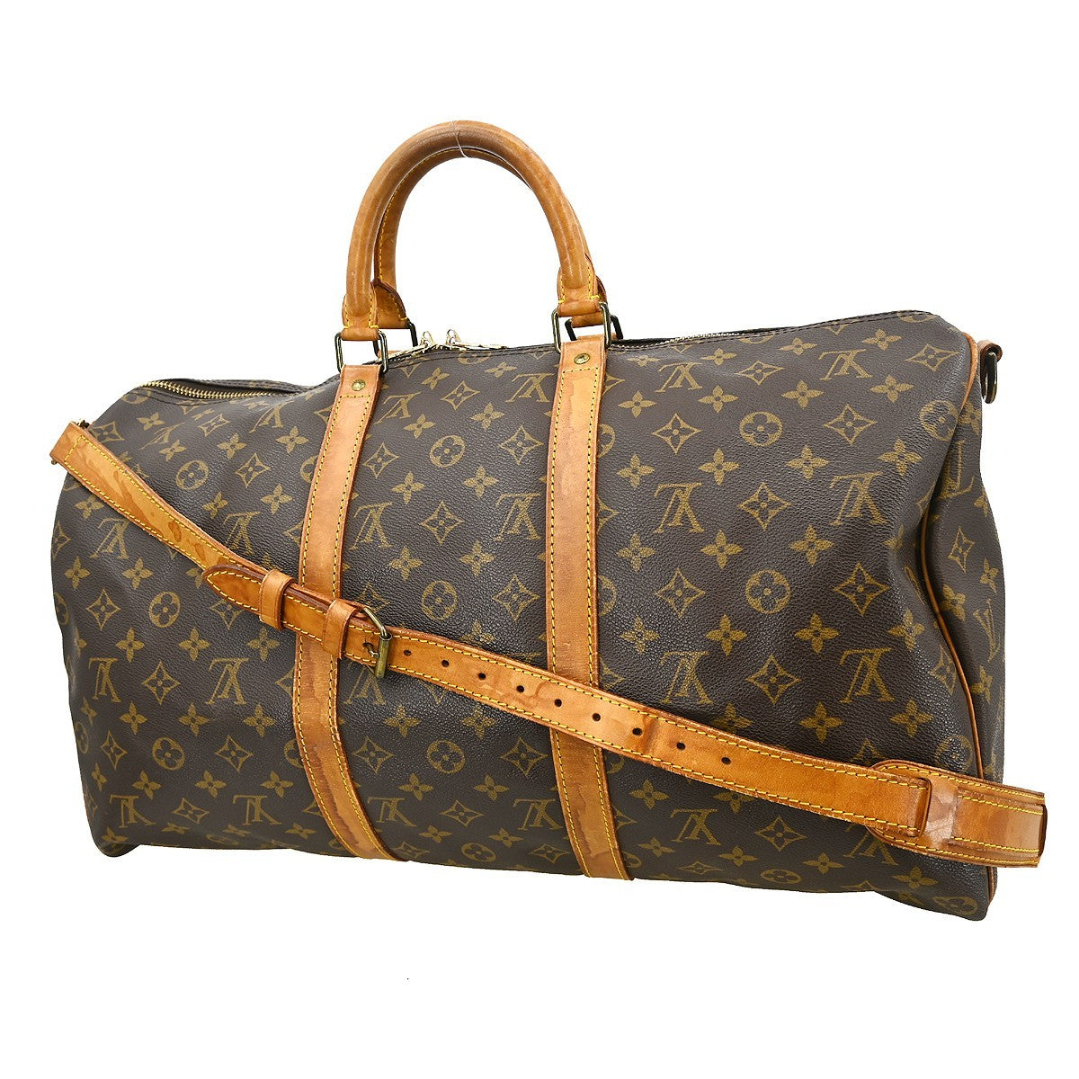 Louis Vuitton Keepall Bandoulière Monogram Brown Canvas Travel Bag Bag (Pre-Owned)