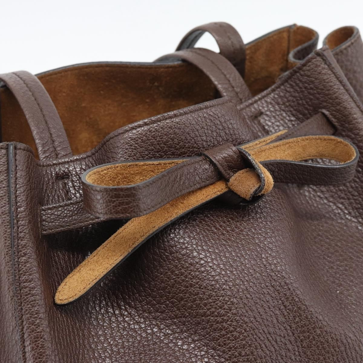 Celine Phantom Tie Cabas Tote Leather Brown Leather Tote Bag Bag (Pre-Owned)