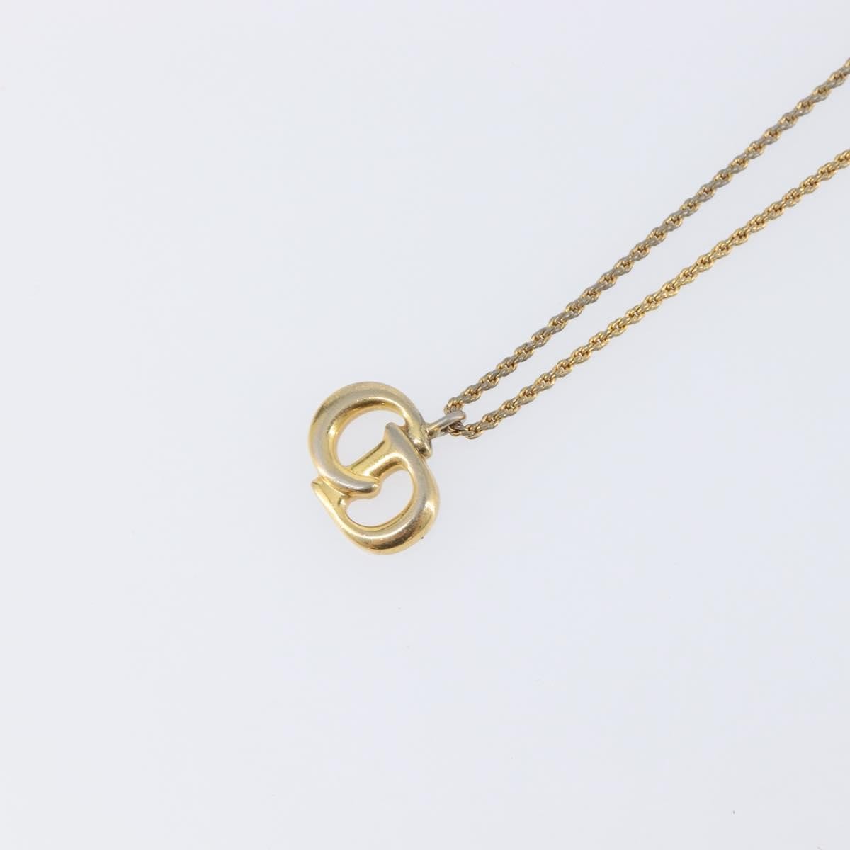 Christian Dior Vintage Cd Pendant Metal Gold Metal Necklace Jewelry (Pre-Owned)