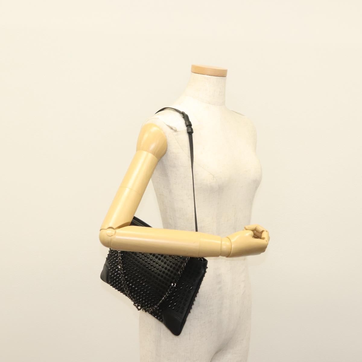 Christian Louboutin Loubiclutch Spiked Leather Black Leather Shoulder Bag Bag (Pre-Owned)