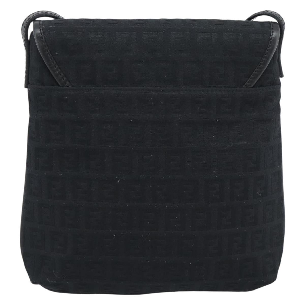 Fendi Shoulder Zucchino Canvas Black Canvas Shoulder Bag Bag (Pre-Owned)