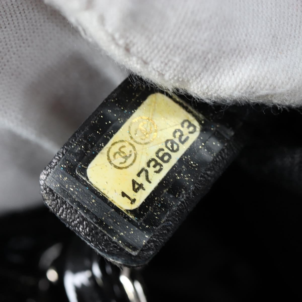 Chanel Just Mademoiselle Quilted Patent Black Patent_Leather Handbag (Pre-Owned)