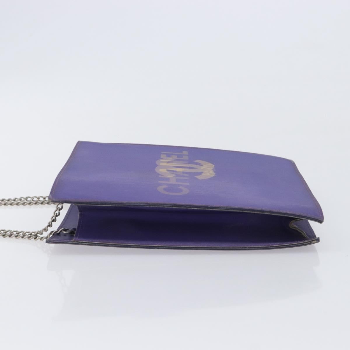 Chanel Vintage Holographic Chain Vinyl Purple Synthetic Tote Bag Bag (Pre-Owned)