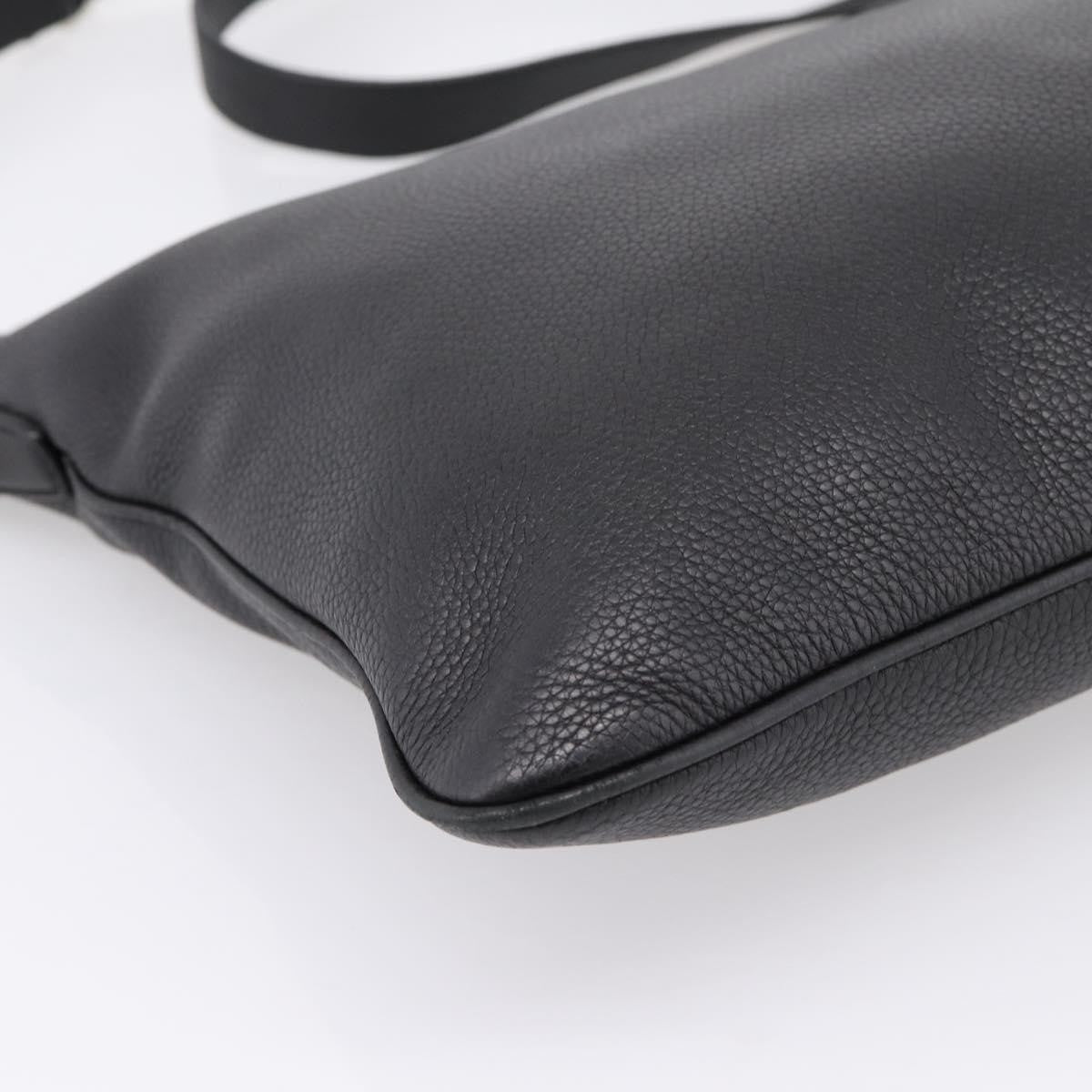 Gucci Zip Messenger Leather With Striped Detail Black Leather Handbag (Pre-Owned)