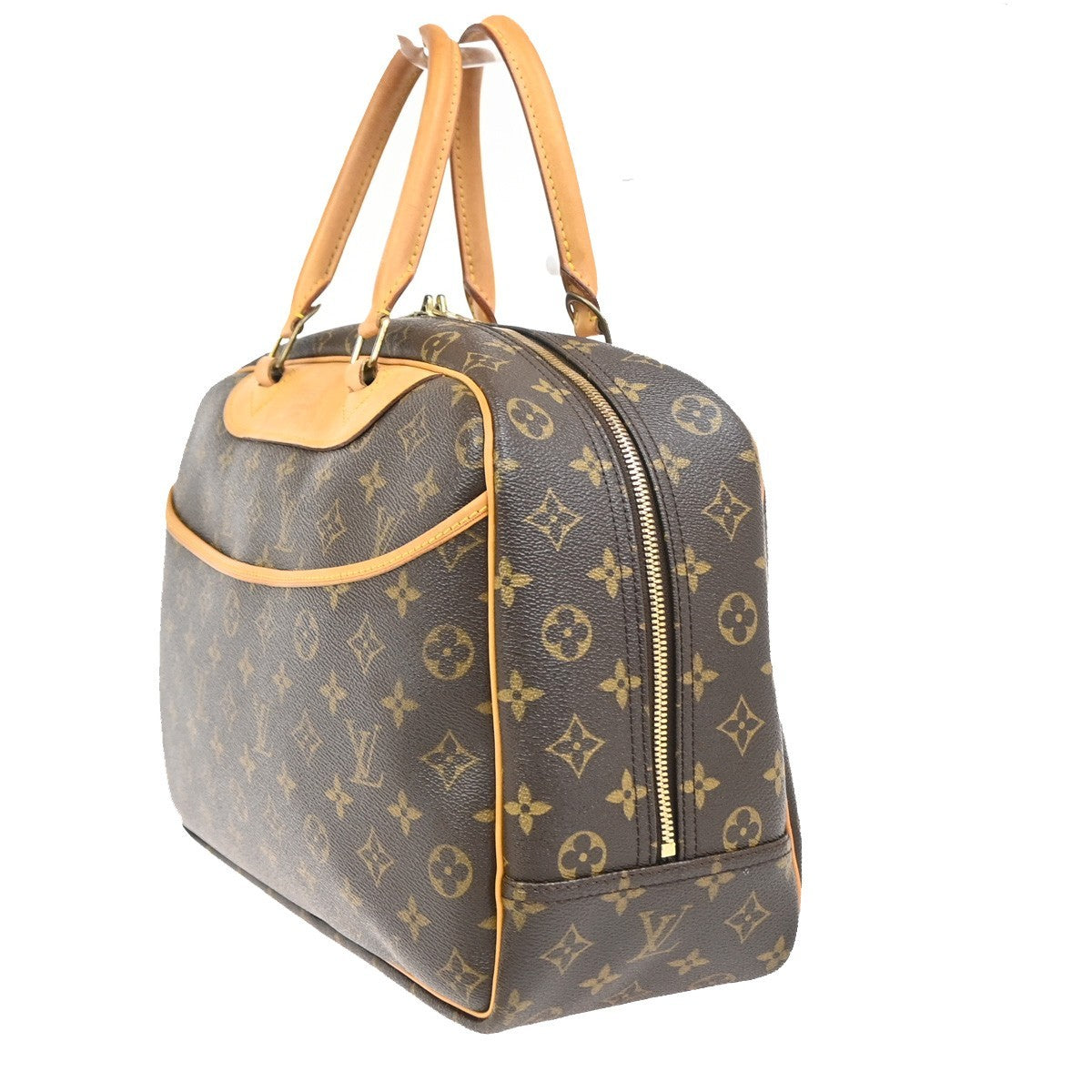 Louis Vuitton Deauville Monogram Canvas Brown Leather Handbag (Pre-Owned)
