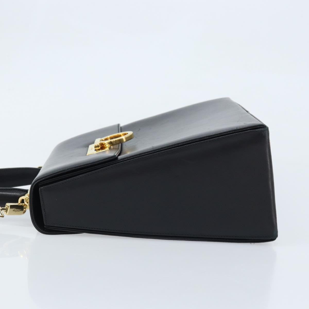 Salvatore Ferragamo Gancini Convertible Top Handle Leather Black Leather Handbag (Pre-Owned)