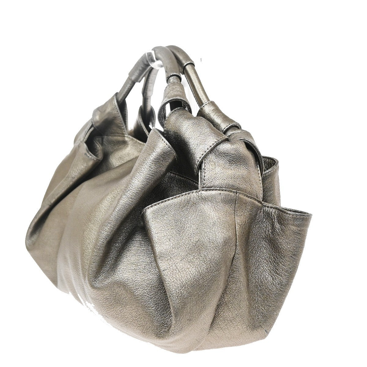Loewe Anagram Logo Nappa Aire Hand Leather Gray Leather Handbag (Pre-Owned)