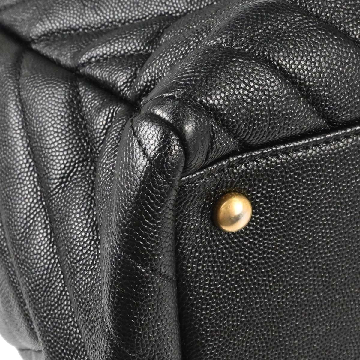 Chanel Shopping Quilted Knit Pluto Glitter Black Calfskin Handbag (Pre-Owned)