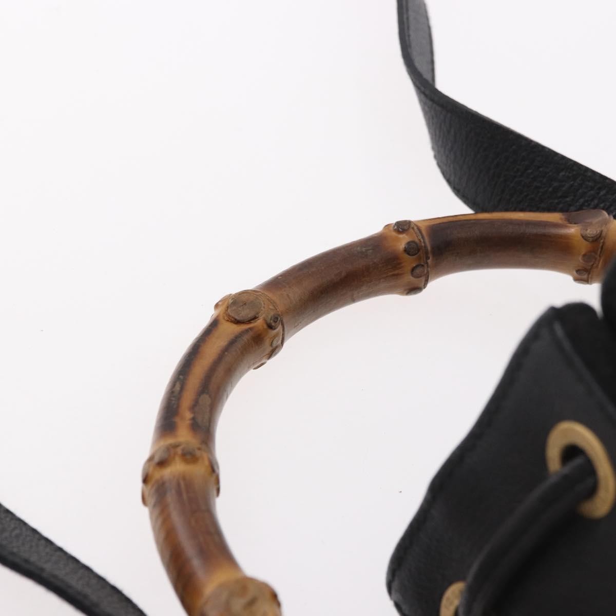 Gucci Vintage Bamboo Bucket Suede And Leather Black Suede Handbag (Pre-Owned)
