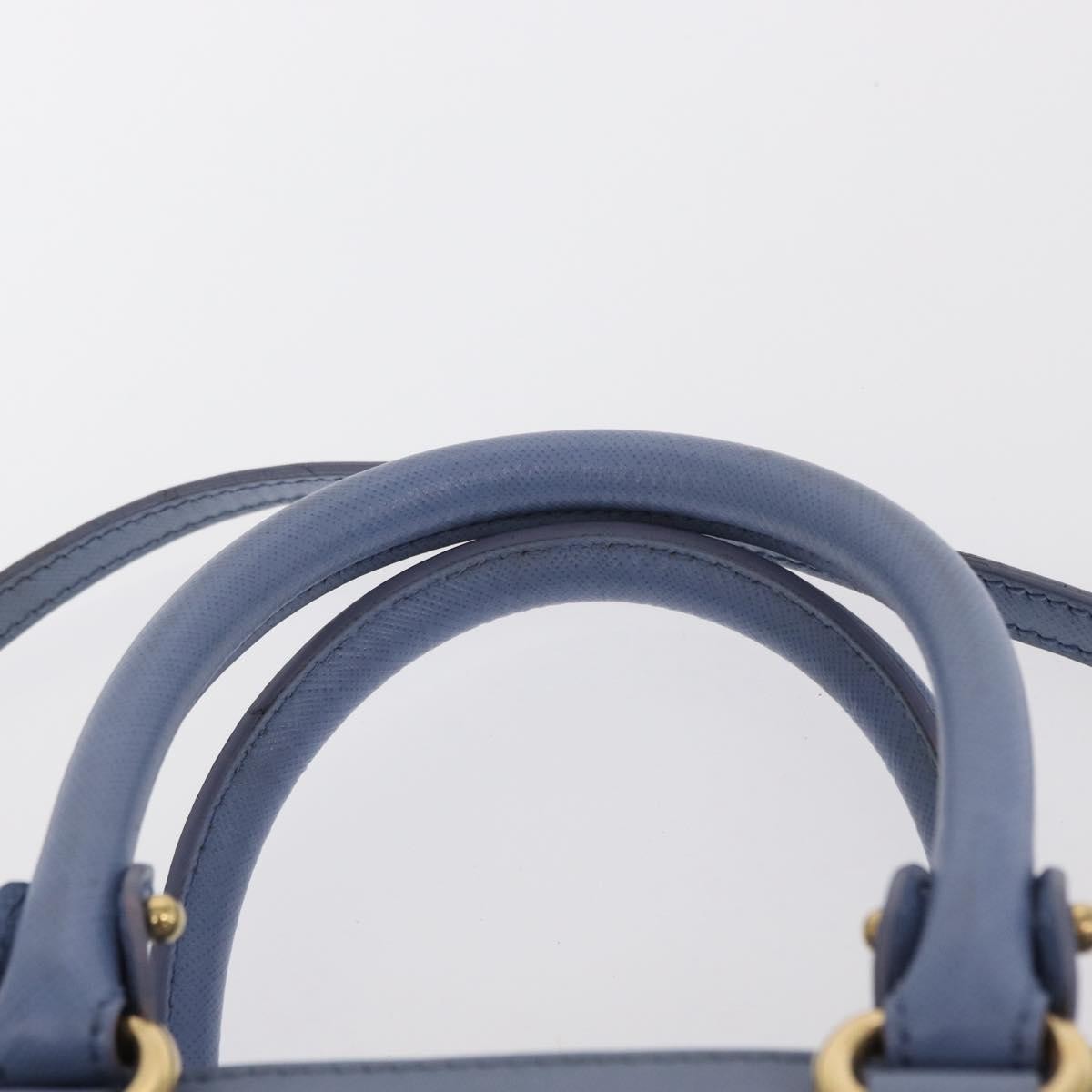 Salvatore Ferragamo Beky Tote Saffiano Leather Blue Leather Handbag (Pre-Owned)