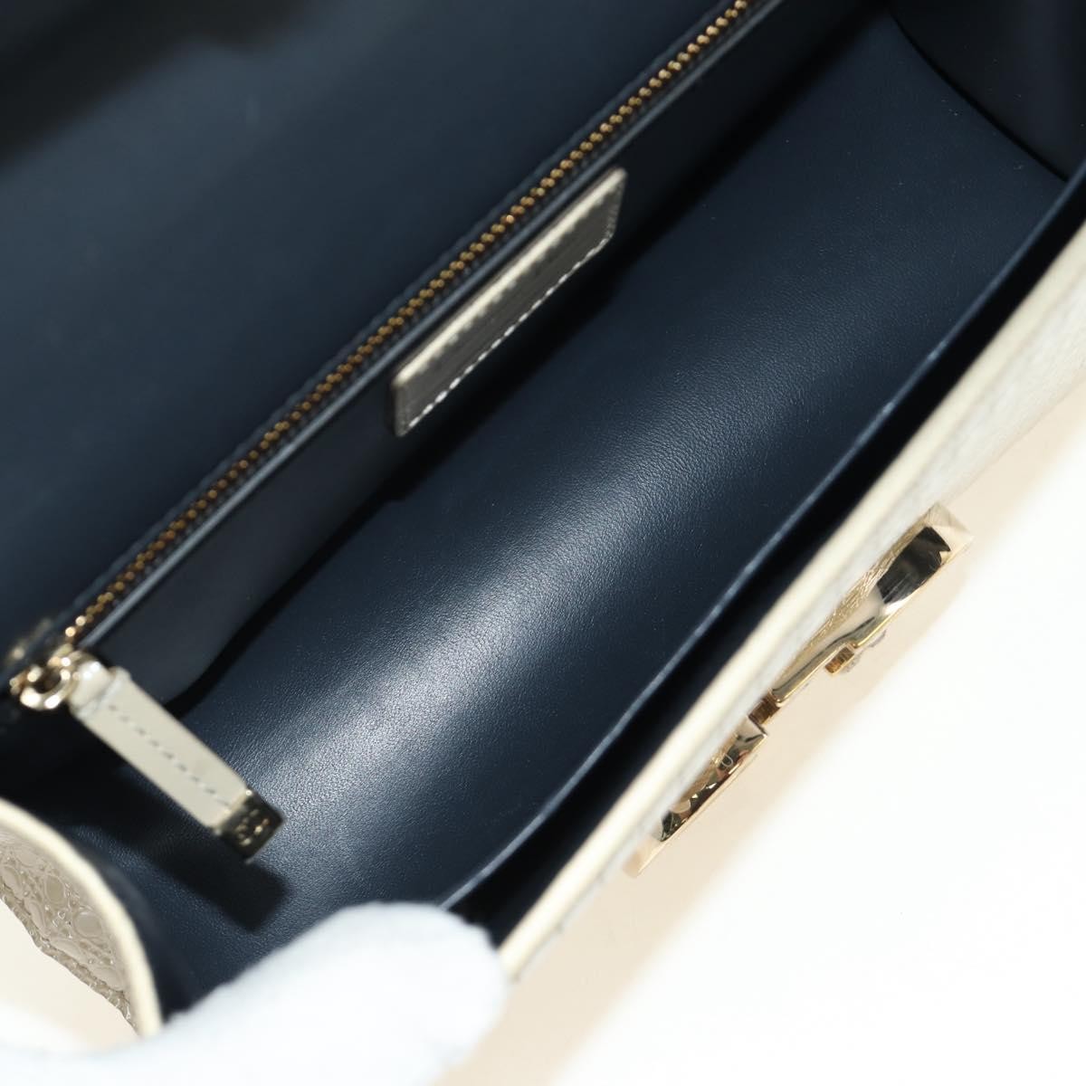 Christian Dior 30 Montaigne Chain Flap Micro Cannage Metallic Calfskin Beige Patent_Leather Shoulder Bag Bag (Pre-Owned)