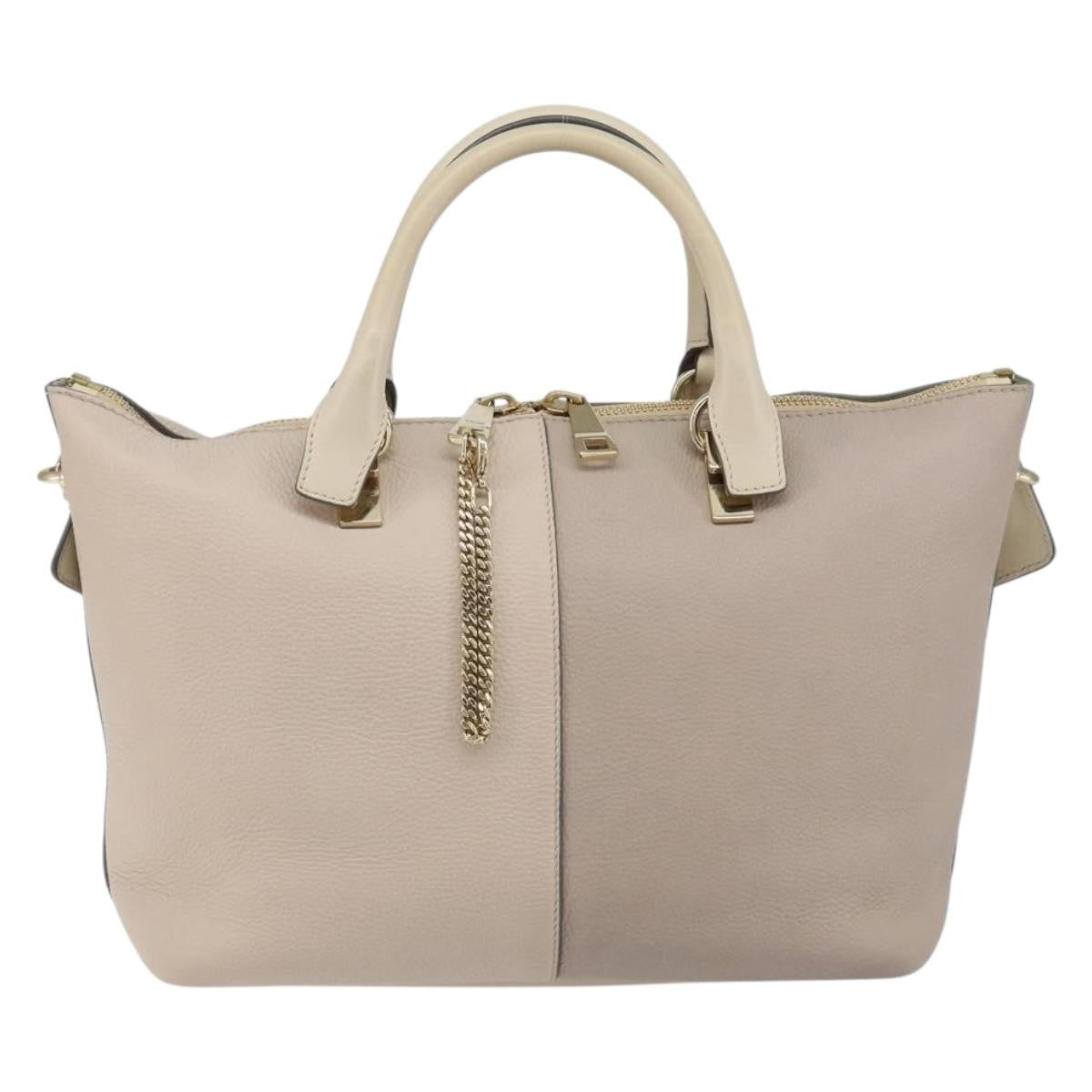 Chloe Bicolor Baylee Satchel Leather Gray Leather Handbag (Pre-Owned)