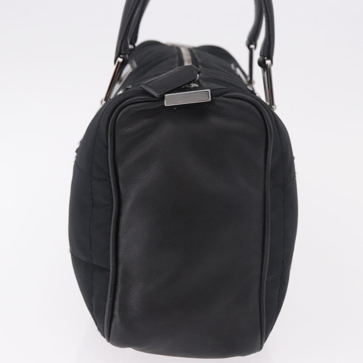 Chanel Square Stitch Boston Quilted Nylon Black Nylon Handbag (Pre-Owned)