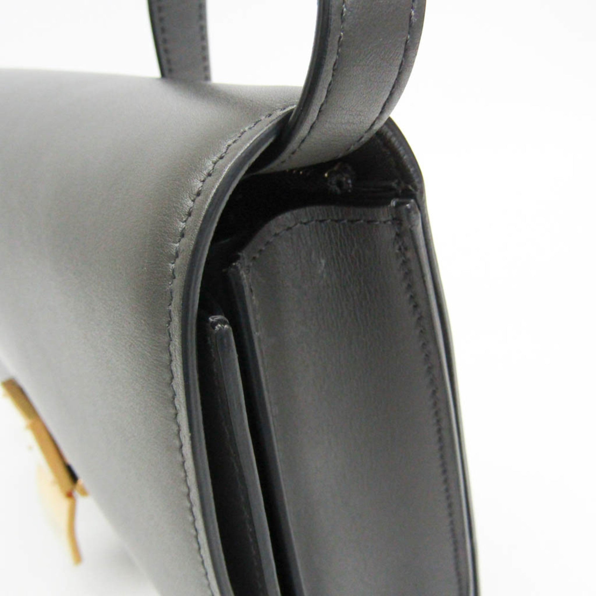 Celine Classic Box Smooth Leather Gray Leather Handbag (Pre-Owned)