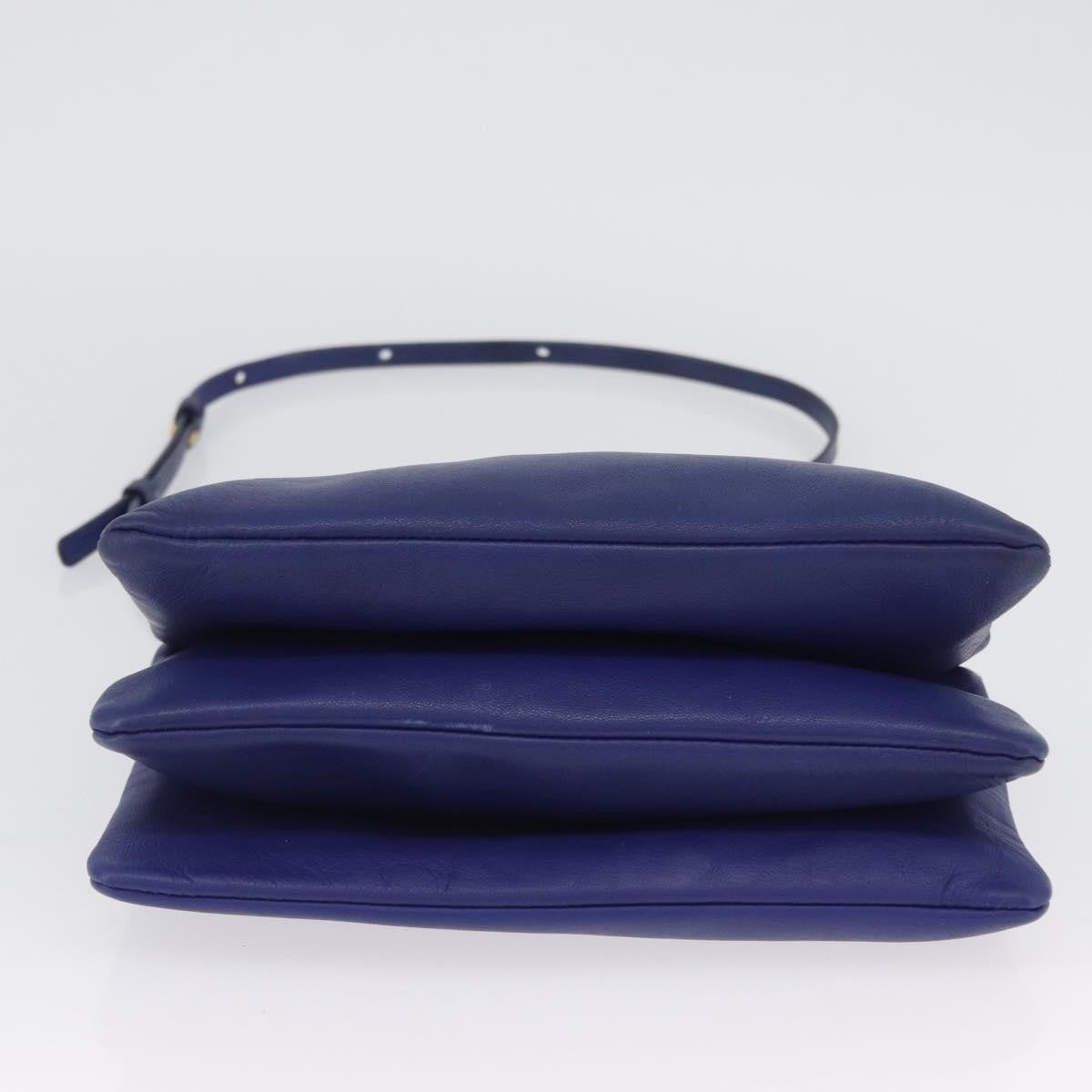 Celine Trio Leather Blue Leather Shoulder Bag Bag (Pre-Owned)